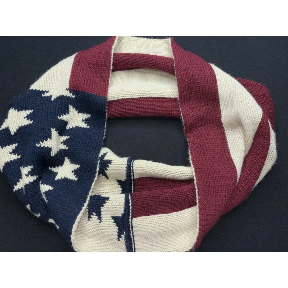 American Flag Infinity Scarf Unisex One Size Knit Stars & Stripes Winter 24